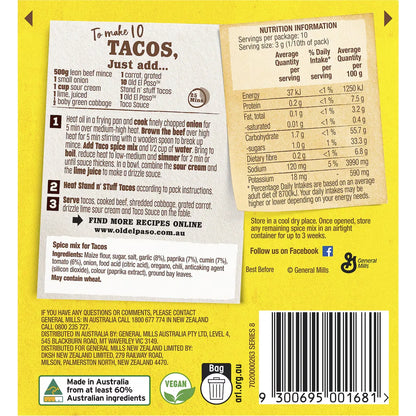 Old El Paso Taco Spice Mix Mild Reduced Salt 30g