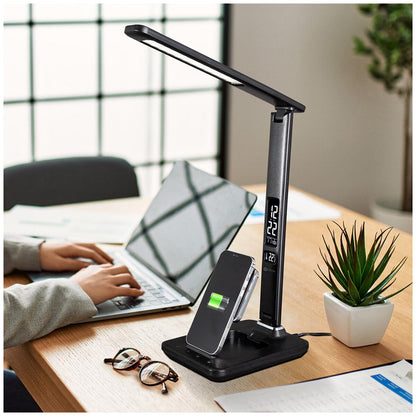 Ottlite LED Desk Lamp with Extendible Wireless Charging Base Black