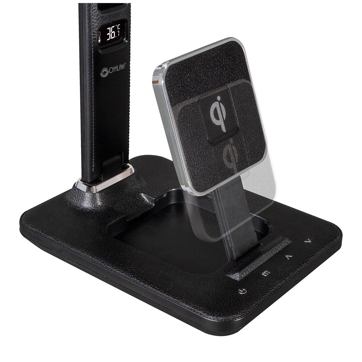 Ottlite LED Desk Lamp with Extendible Wireless Charging Base Black