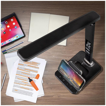 Ottlite LED Desk Lamp with Extendible Wireless Charging Base Black
