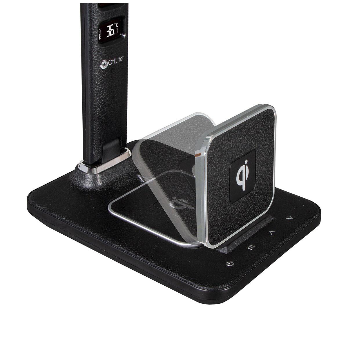 Ottlite LED Desk Lamp with Extendible Wireless Charging Base Black