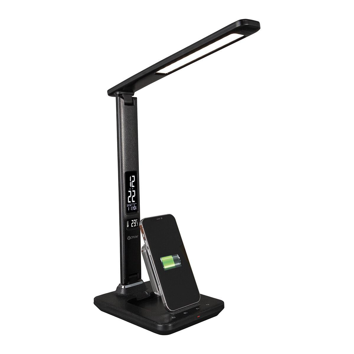 Ottlite LED Desk Lamp with Extendible Wireless Charging Base Black
