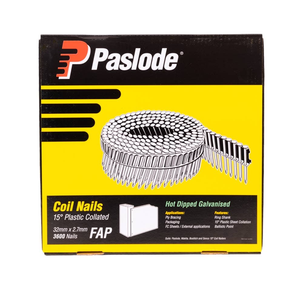 PASLODE 32 x 2.7mm Ring Shank Coil Nails 3600 Box B25120