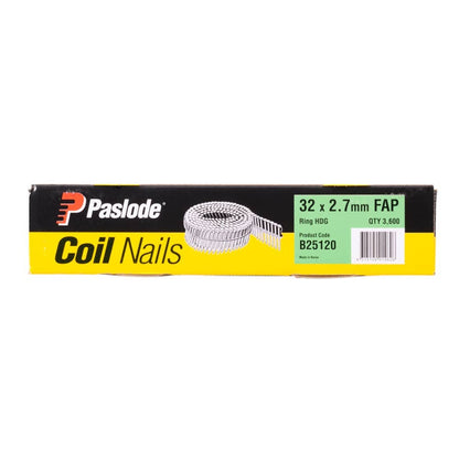 PASLODE 32 x 2.7mm Ring Shank Coil Nails 3600 Box B25120