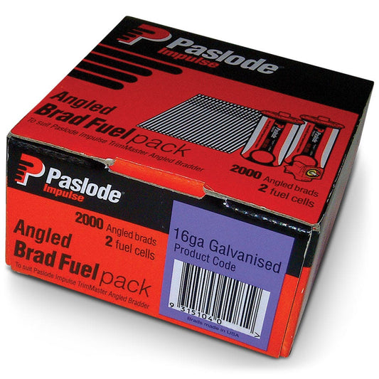 PASLODE 38mm Brad Nails and 2 Fuel Cells - 2000 Pack B20738