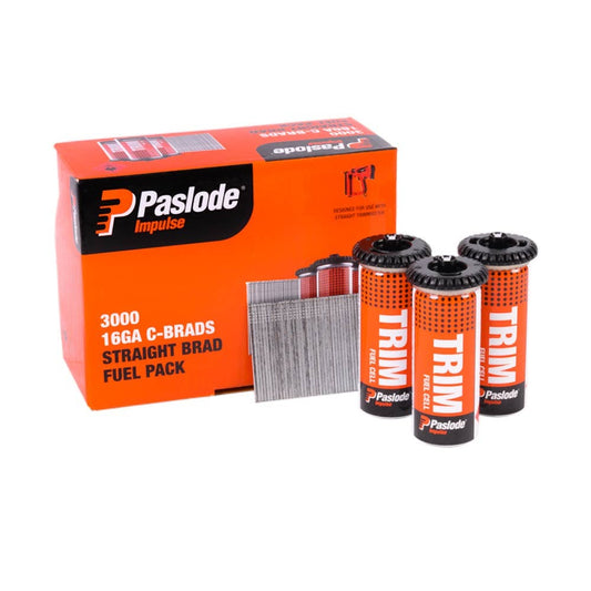 PASLODE 50mm C Brad Nails and 3 Fuel Cells - 3000 Pack B20630