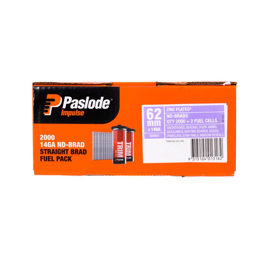 PASLODE 62mm ND Series Brads 2000 Pack B20645