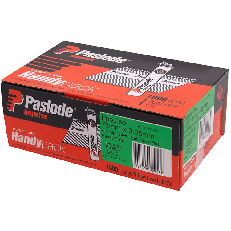 PASLODE 75mm Impulse Nails 1000 Pack B20554