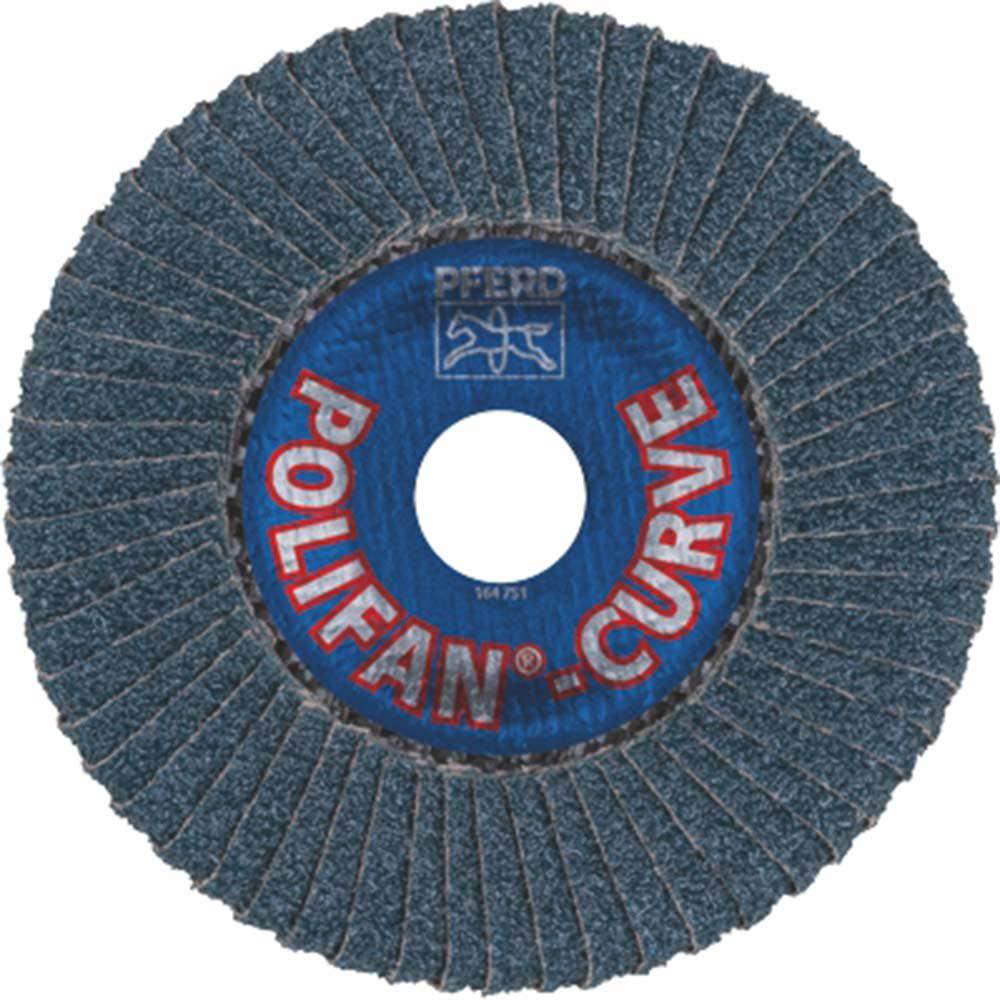 PFERD 125mm 40-Grit Zirconia Curved Flap Disc - POLIFAN CURVE STEELOX