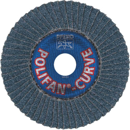 PFERD 125mm 40-Grit Zirconia Curved Flap Disc - POLIFAN CURVE STEELOX