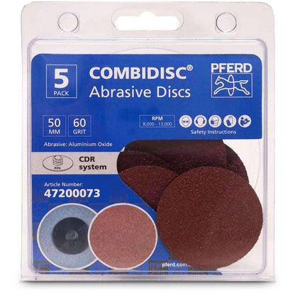 PFERD 50mm 60-Grit Aluminium Oxide Quick-Change Sanding Disc - COMBIDISC - 5 Piece