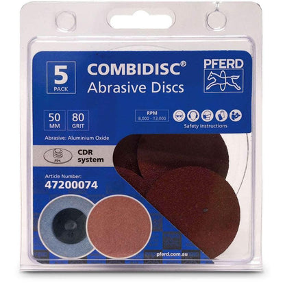 PFERD 50mm 80-Grit Aluminium Oxide Quick-Change Sanding Disc - COMBIDISC - 5 Piece