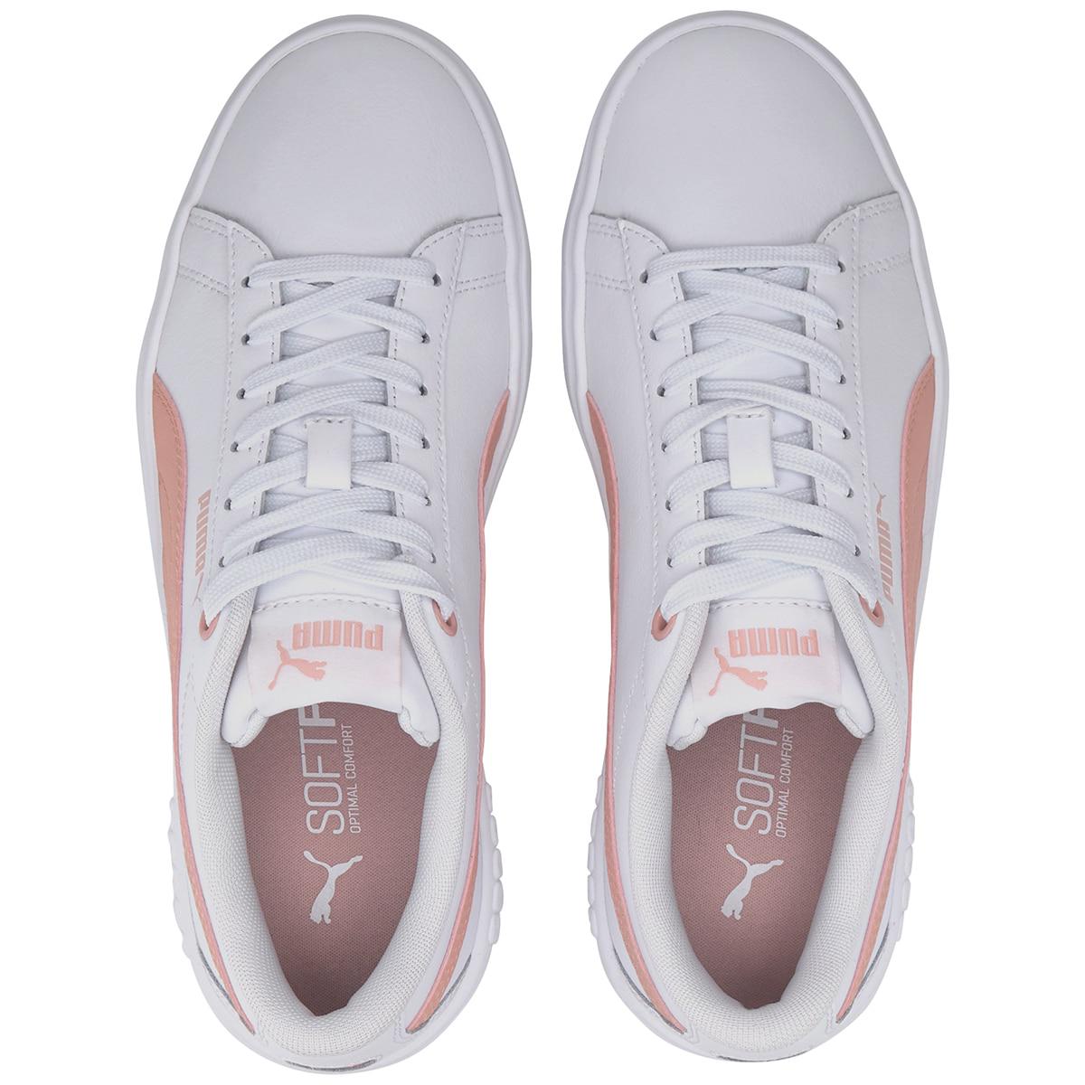 PUMA Women's Smash Platform Shoe White and Pink