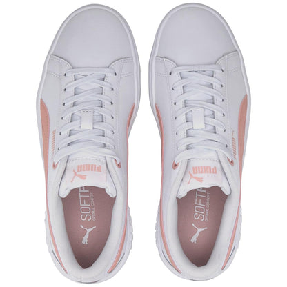 PUMA Women's Smash Platform Shoe White and Pink