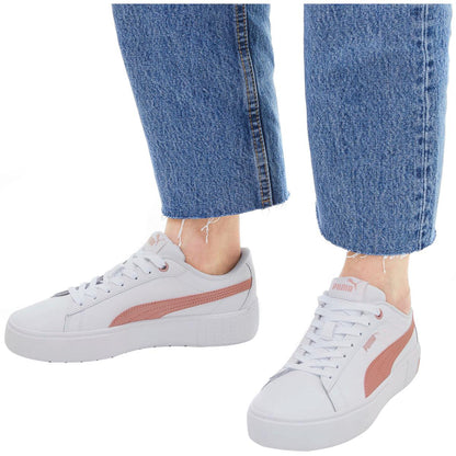 PUMA Women's Smash Platform Shoe White and Pink