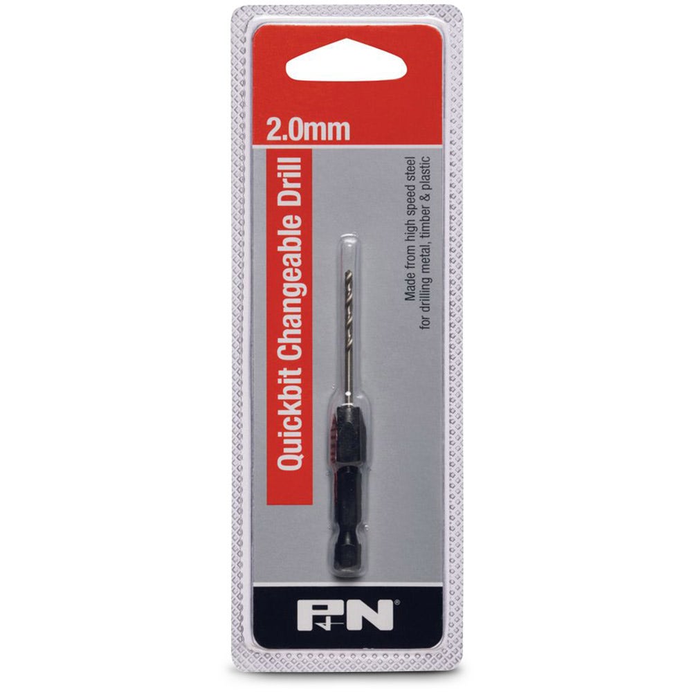 P&N QUICKBITS 2.0mm HSS Jobber Drill Bit and 1 4-Hex Quick-Change Adaptor