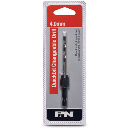P&N QUICKBITS 4.0mm HSS Jobber Drill Bit and 1 4-Hex Quick-Change Adaptor