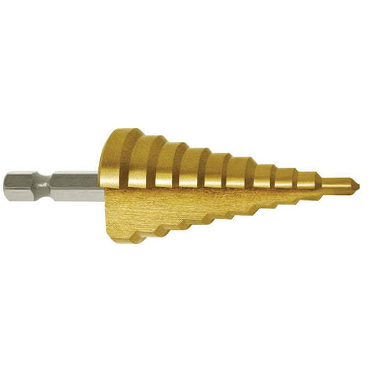 P&N QUICKBITS 4-12mm 8-Step 1 4-Hex HSS-TiN Step Drill Bit