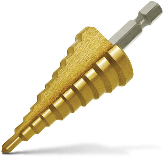P&N QUICKBITS 4-12mm 8-Step 1 4-Hex HSS-TiN Step Drill Bit