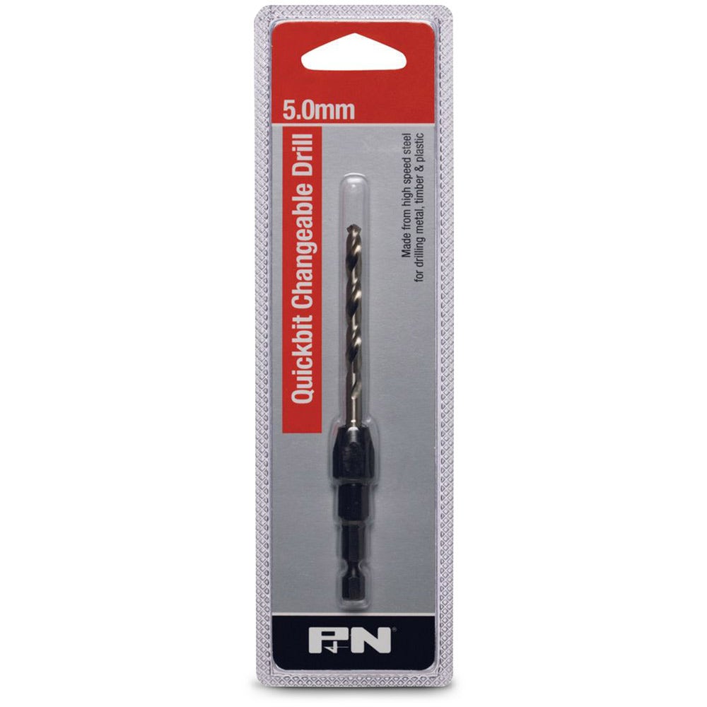 P&N QUICKBITS 5.0mm HSS Jobber Drill Bit and 1 4-Hex Quick-Change Adaptor
