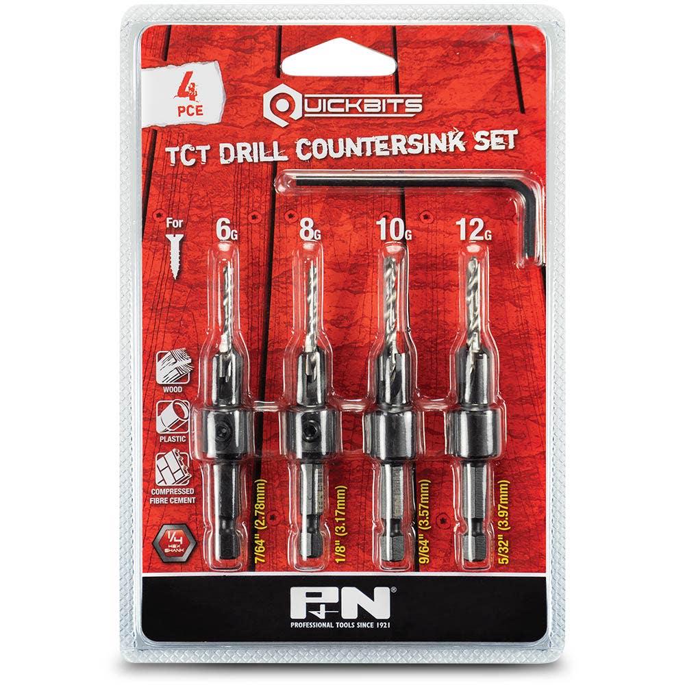 P&N QUICKBITS 7 64-5 32inch TCT Drill and Countersink Set for Wood and Fibre Cement a 4 Piece