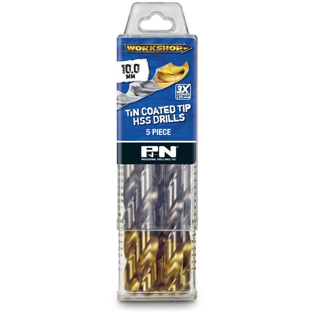 P&N WORKSHOP 10.0 x 133mm HSS-TiN Jobber Drill Bit - 5 Piece