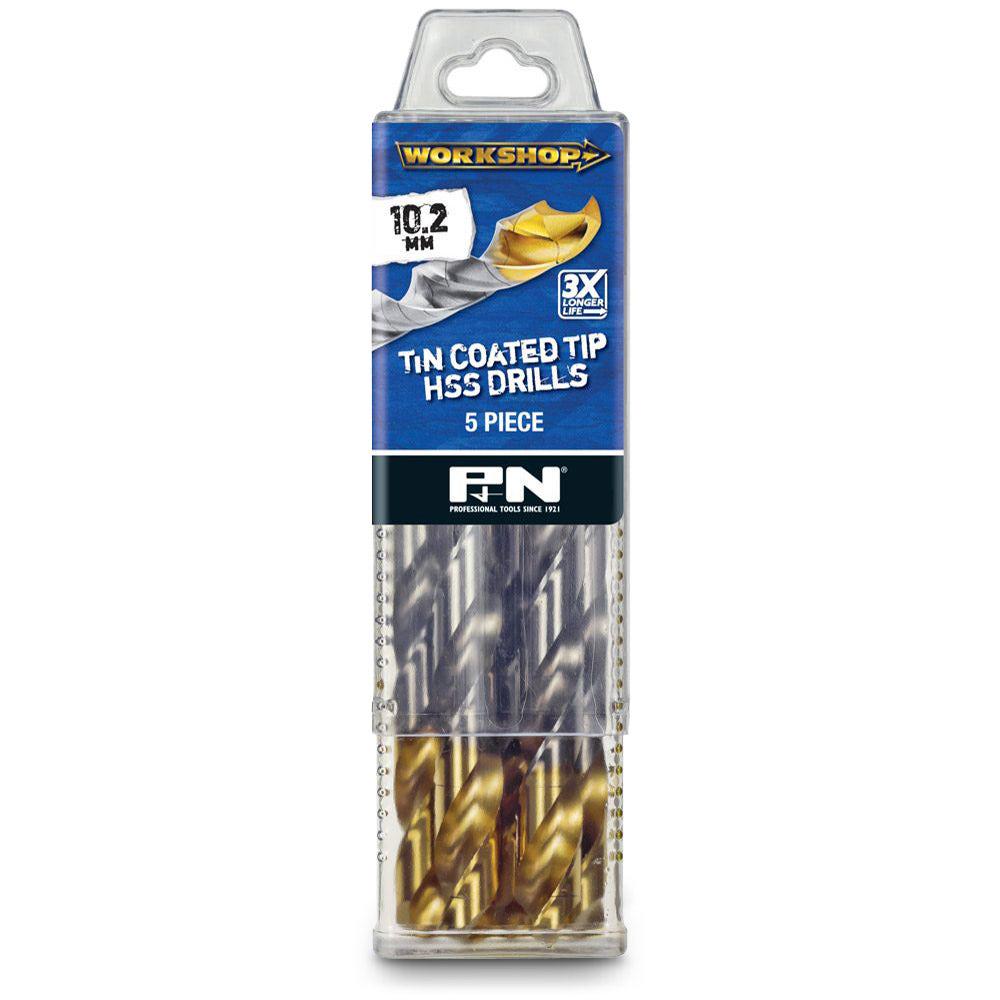 P&N WORKSHOP 10.2 x 133mm HSS-TiN Jobber Drill Bit - 5 Piece