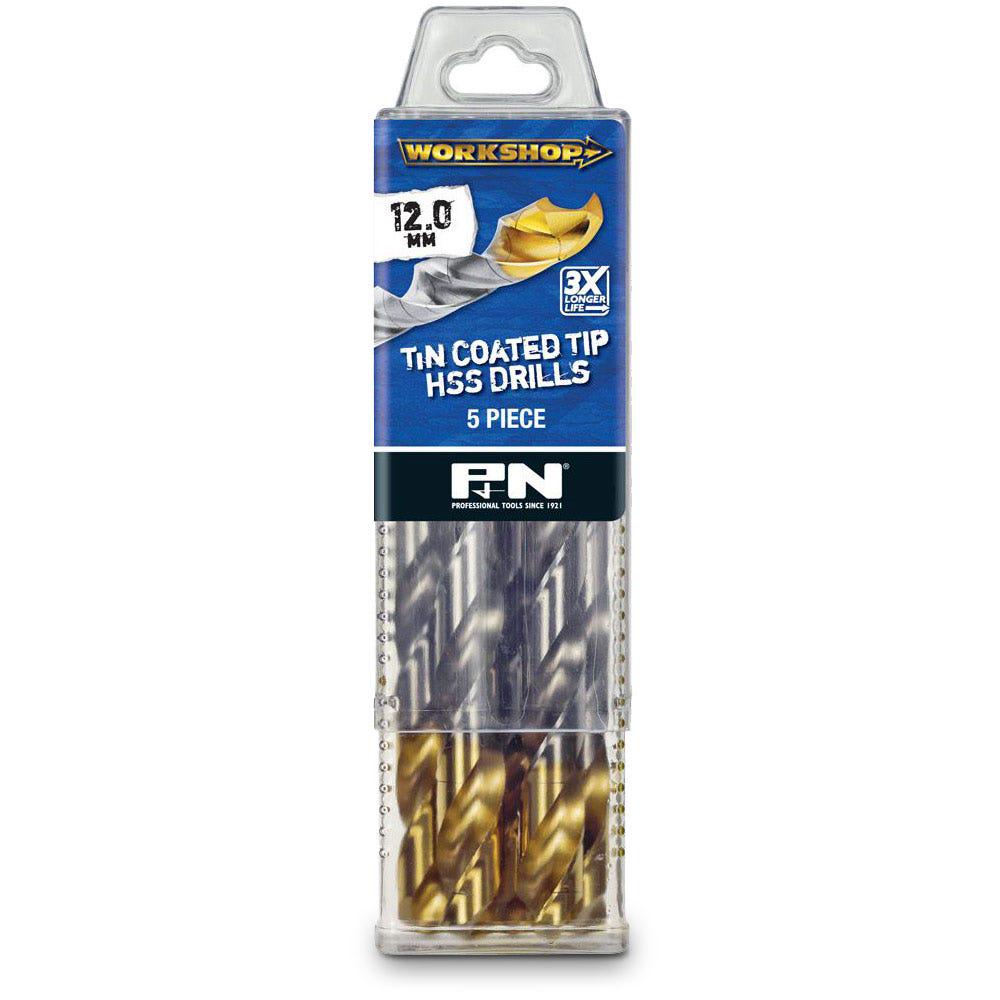 P&N WORKSHOP 12.0 x 151mm HSS-TiN Jobber Drill Bit - 5 Piece