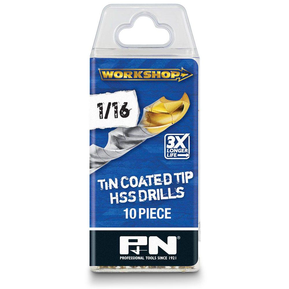 P&N WORKSHOP 1 16inch x 34mm HSS-TiN Jobber Drill Bit - 10 Piece