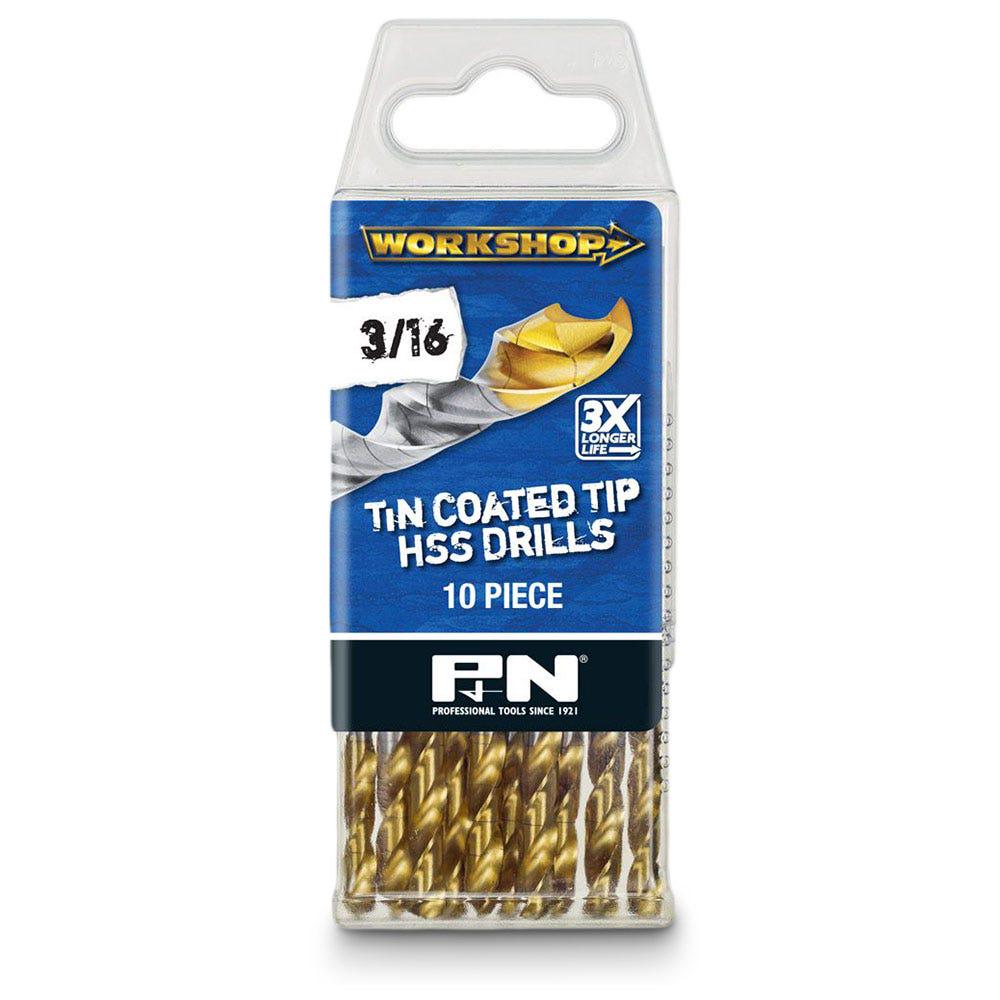 P&N WORKSHOP 3 16inch x 89mm HSS-TiN Jobber Drill Bit - 10 Piece