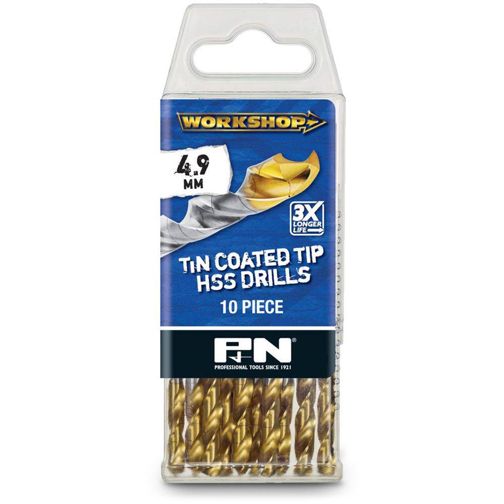 P&N WORKSHOP 4.9 x 86mm HSS-TiN Jobber Drill Bit - 10 Piece