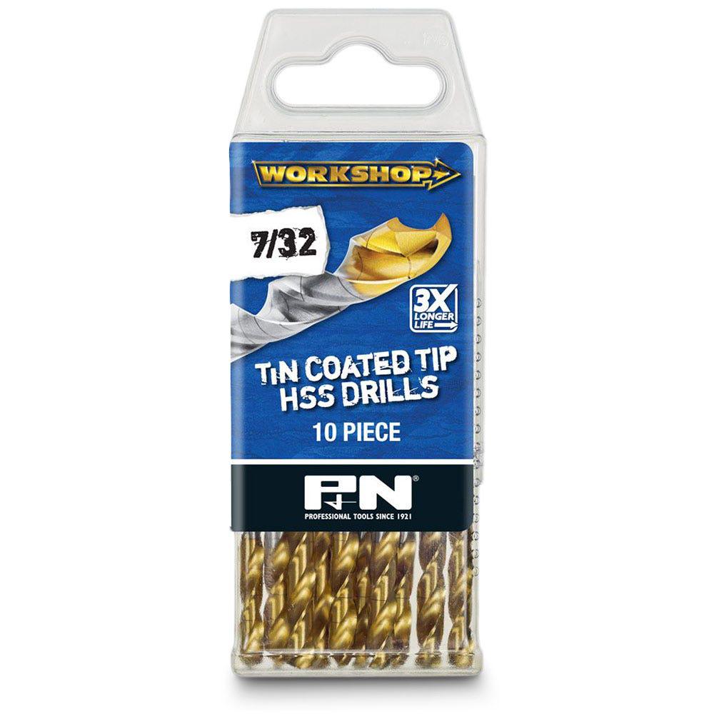 P&N WORKSHOP 7 32inch x 95mm HSS-TiN Jobber Drill Bit - 10 Piece