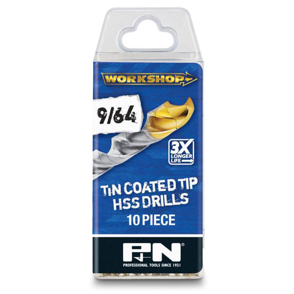 P&N WORKSHOP 9 64inch x 73mm HSS-TiN Jobber Drill Bit - 10 Piece
