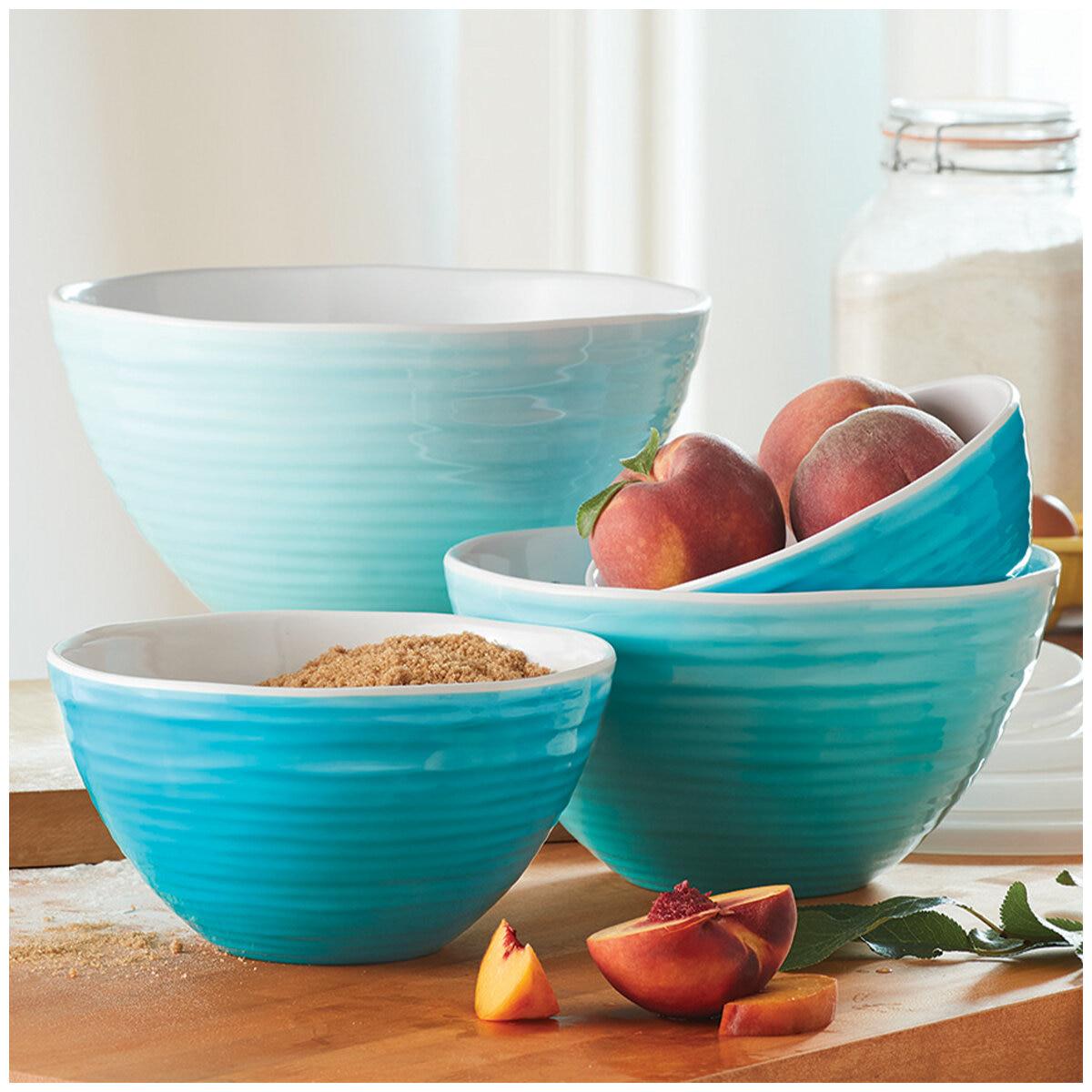 Pandex Ombre Mixing Bowls With Lids 4 Piece Set Teal