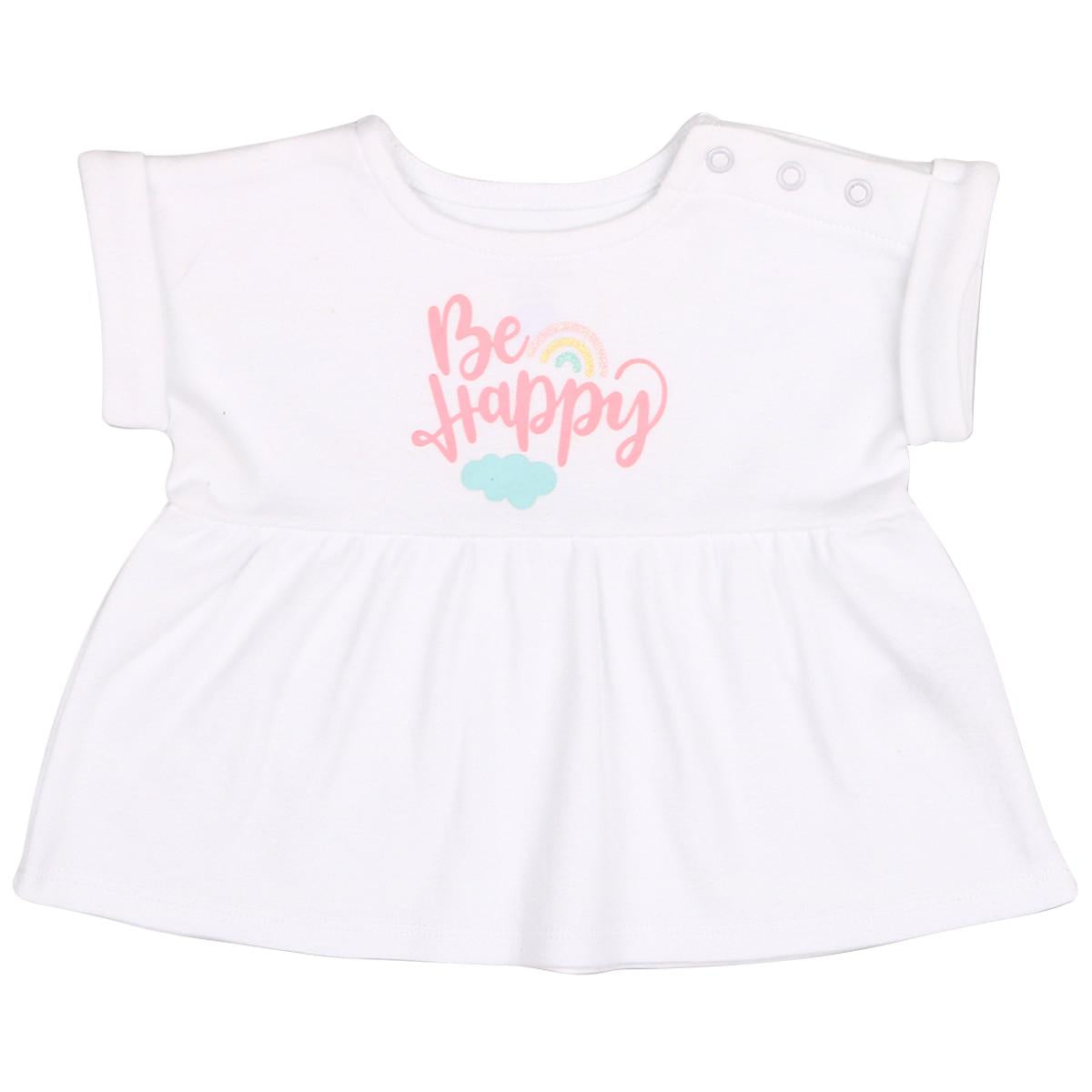 Peanut Shell Baby Clothes Set 2pc White Top and Pink Pant
