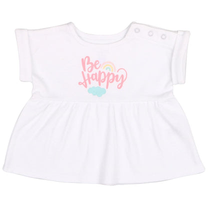 Peanut Shell Baby Clothes Set 2pc White Top and Pink Pant