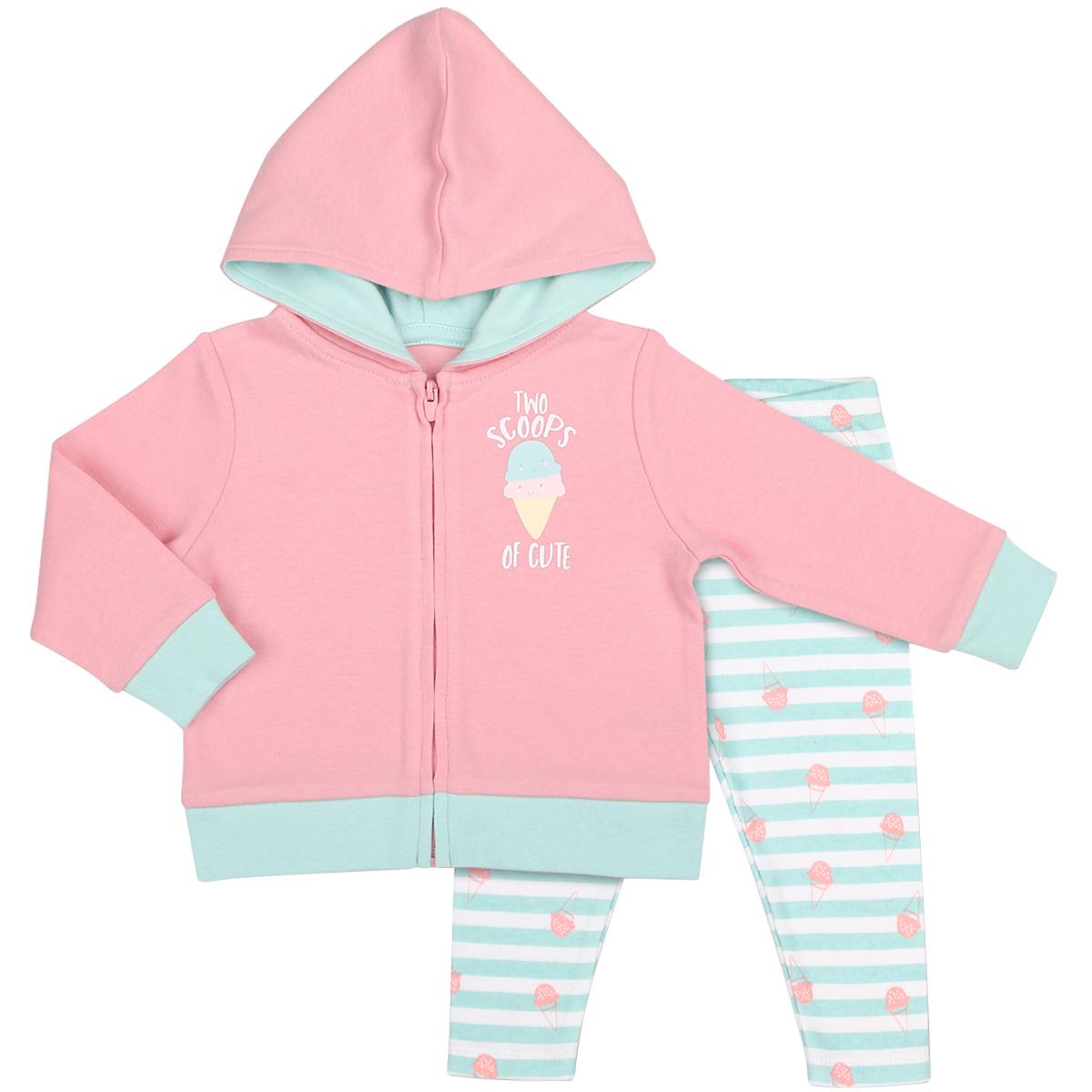 Peanut Shell Baby Clothes Set 2pc Green Hood and Print Pant