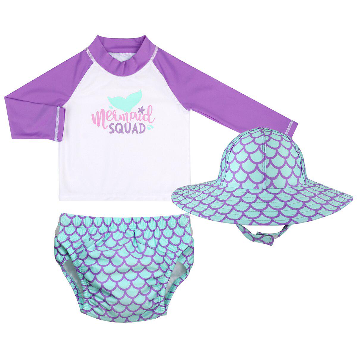 Peanut Shell Children's Swimwear 3pc Set Purple