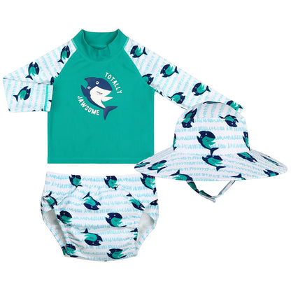 Peanut Shell Children's Swimwear 3pc Set Green