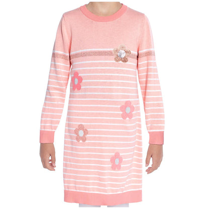 Pekkle Girls' Sweater Dress Cherries, Flowers and Hearts