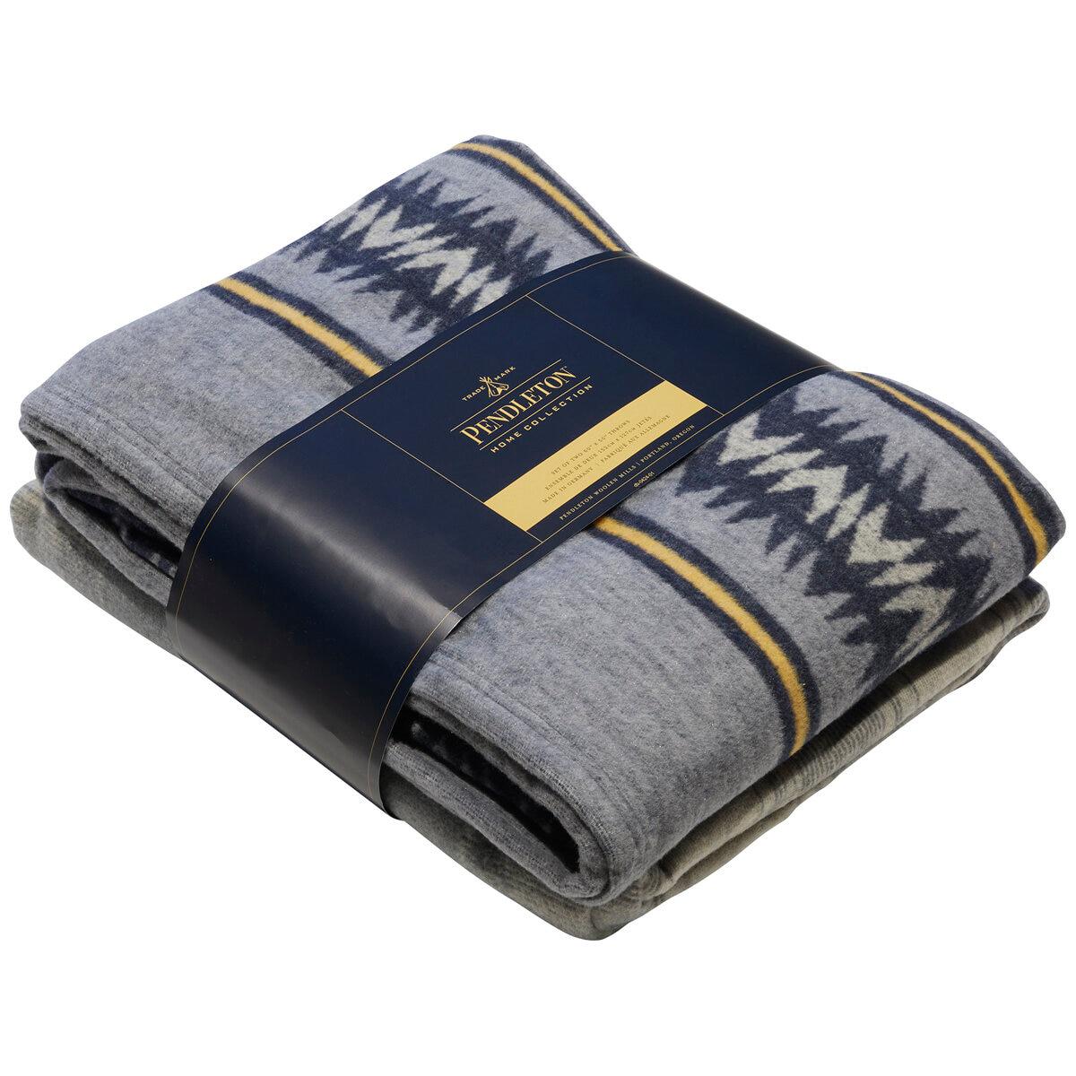 Pendleton Cotton Throw 2 Piece Set Thunder Basket Navy