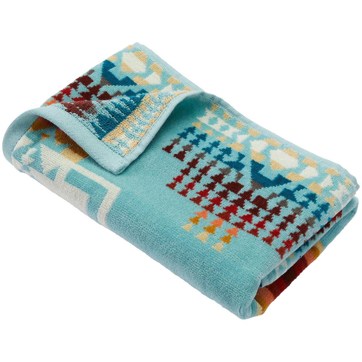 Pendleton Jacquard Hand Towel Chief Joseph Aqua