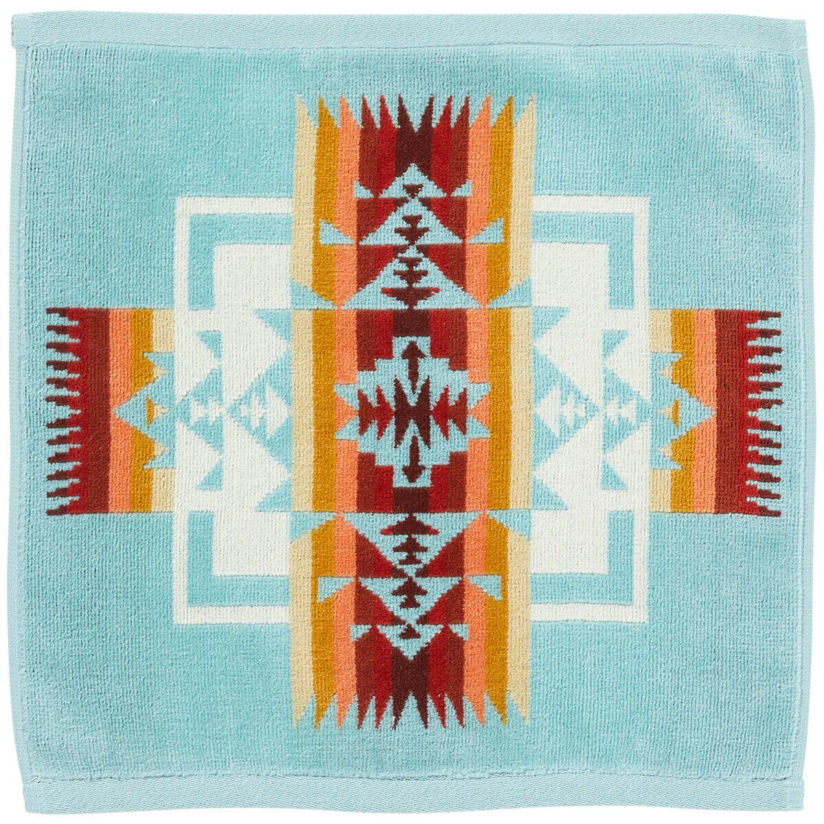 Pendleton Jacquard Wash Cloth Chief Joseph Aqua