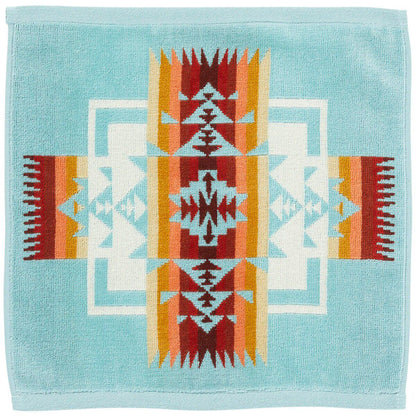 Pendleton Jacquard Wash Cloth Chief Joseph Aqua