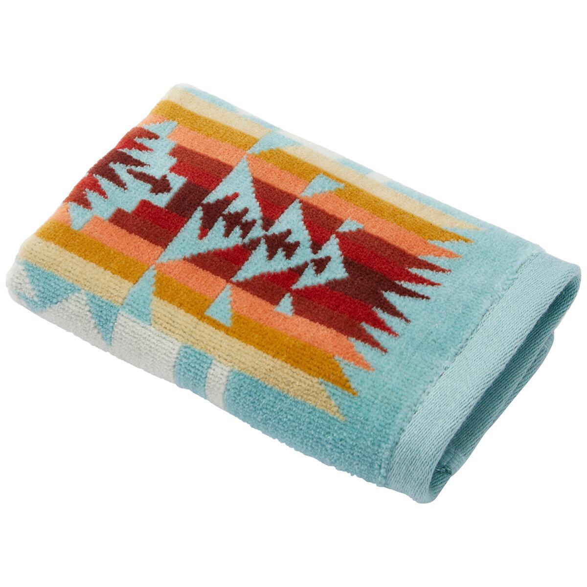 Pendleton Jacquard Wash Cloth Chief Joseph Aqua