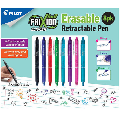 Pilot Frixion Erasable Retractable Pen 8 Pack Rainbow
