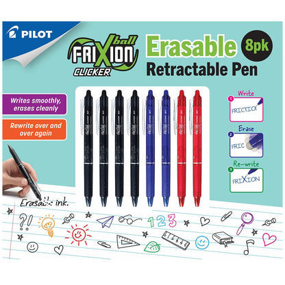 Pilot Frixion Erasable Retractable Pen 8 Pack Rainbow