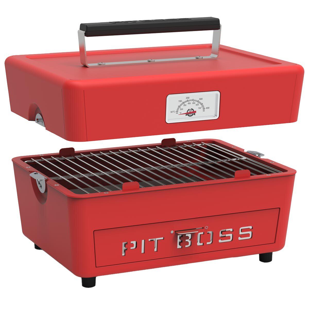 Pit Boss Portable Charcoal Grill With Cover Red
