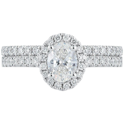 Platinum 1.14ctw Diamond Bridal Set 0.70ctw Oval Centre