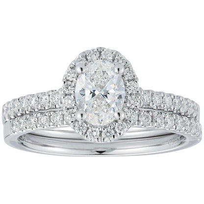 Platinum 1.14ctw Diamond Bridal Set 0.70ctw Oval Centre